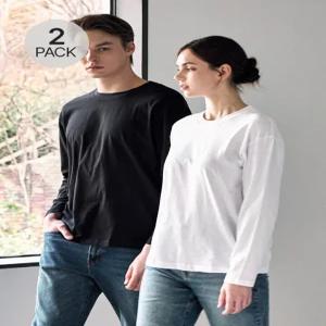 [파라고나][1+1] 2장세트 공용 AAA 30수 순면 기본 레이어드 라운드 긴팔 티셔츠