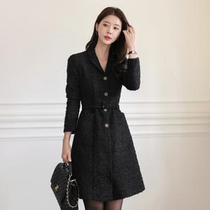 [시크라인] (~XXL까지) 멜리드 트위드 벨트 원피스 겨울 A라인 플레어 오피스룩 하객룩 연말룩 모임룩 빅사이즈