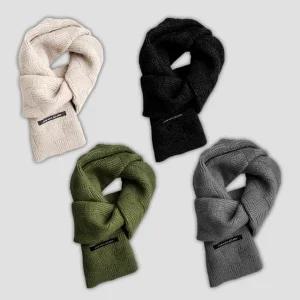 바둑무늬 손뜨개 목도리 니트 스카프 남자 여자 커플 겨울 두꺼운 머플러 짧은 숏 목돌이