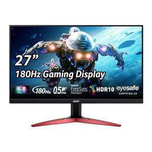 Acer Nitro 27인치 풀 HD 1920 x 1080 PC 게이밍 IPS 모니터 | AMD 프리싱크 프리미엄 | 180Hz 주사율 | 최대 0.5ms | HDR10 지원 | 99% sRGB | 디스플레이 포트 1.2 및 2 x HDMI 2.0 | KG271 M3biip, 블랙