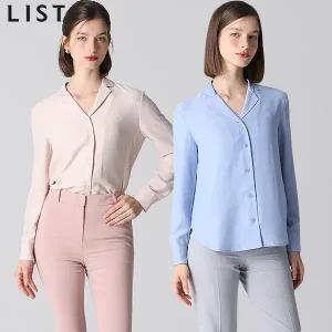 [리스트]LIST)] 페미닌 포멀 오픈카라 셔츠 (택가격: 138000원)