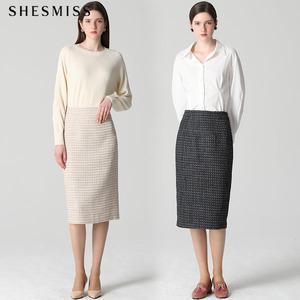 [쉬즈미스(SHESMISS)] 트위드 미디 스커트