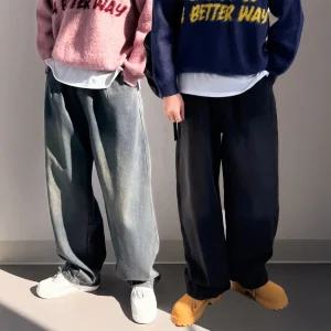 [당일발송/봄가을/융기모] 벌룬 배기 와이드 청바지 빅사이즈 통큰 데님팬츠