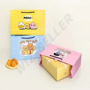 귀여운 카카오 컬러 쇼핑백 선물포장 파티 이벤트 행사 종이가방 A4 학교 가로 손잡이 포장백 캐릭터 선물