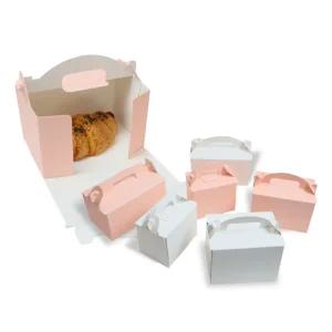 앞열림 접착 직사각 조각케이크 상자_핑크/화이트_대/중/소