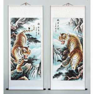 호랑이 그림 족자 액자 풍수 개업 대형 인테리어 소품 170x70CM 수묵화-가로
