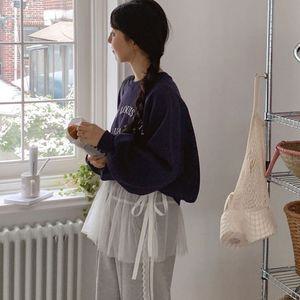 |KMK12A3|발레코어 샤스커트 도트 리본 레이어드 쉬폰치마