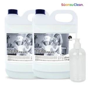 순수크린 주방세제 4LX2개+리필용기1개 저자극 대용량 과일야채세척