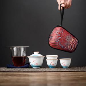 백자 다구 휴대용 다관 캠핑 다기잔 청자 라인 다도세트