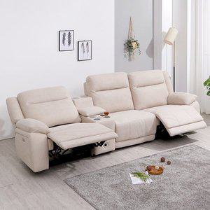 [소티디자인][클라인] 제로월 4인 전동 리클라이너소파 조야원단 이지클린 패브릭 (USB포트/컵홀더X) 2c...