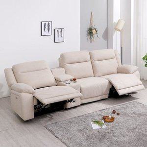 [소티디자인][클라인] 제로월 4인 전동 리클라이너소파 조야원단 이지클린 패브릭 (USB포트/컵홀더O) 2c...