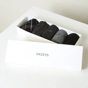 [헤지스](대구신세계)화이트 패턴 면혼방 장목양말5종세트 HJSS5F502WT