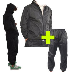 핸더스 국산 방수 점퍼 바지 세트 블랙 작업복 우의 우비 땀복 후드 팬츠 집업