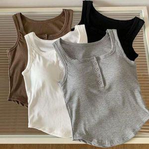 [기타]여자 베이직 소프트 캐주얼룩 코디 4버튼민소매나시 캡내장나시티