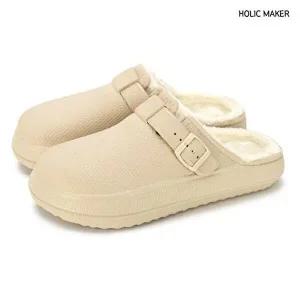 홀릭메이커 여성 뮬 키높이 겨울 털슬리퍼 HBM003-WFG77C0