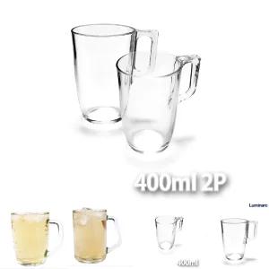 프랑스 루미낙 내열강화유리 티머그 400ml 2P/카페/유리컵/커피잔/물잔/커피/유리잔/홈카페/홍차/손잡이