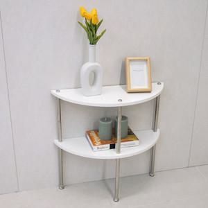루나 반달형 2단 사이드테이블 콘솔 화이트 선반