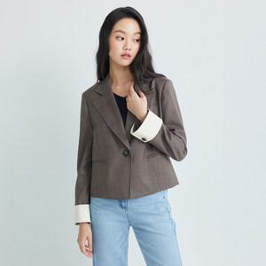 나이스클랍 커프스 배색 체크 자켓  A233PWJ808