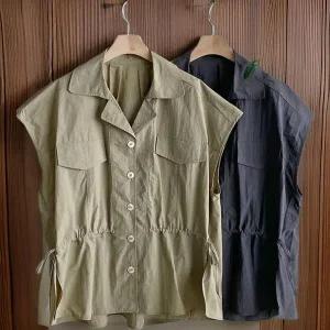 [하프클럽/]여성용 캐주얼 이중포켓 나일론 스트링 아노락 베스트