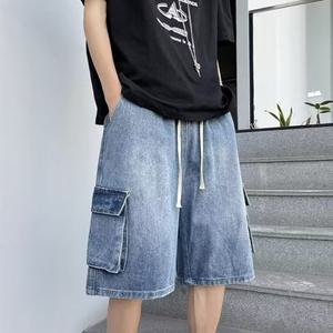 LnD 남여공용 포켓 데님 버뮤다 밴딩 팬츠 5부 바지 데님 반바지 남성 여성