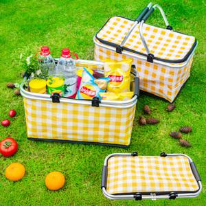 접이식 쿨러백 30L 체크패턴 보온보냉 바구니형 피크닉 야외 보냉가방