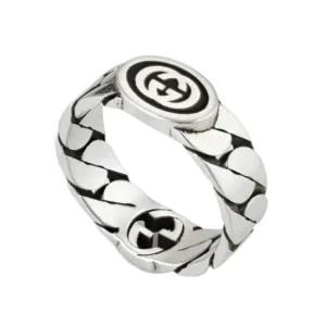 백화점AS가능) 케이스+쇼핑백포함)선물포장  와이드 인터로킹 G 링 실버 반지 678656 8191