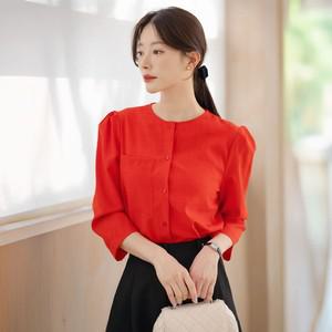 XXL까지) 엘모라 라운드넥 퍼프 슬리브 블라우스 여름 데일리룩 오피스룩 데이트 모임 미시 빅사이즈