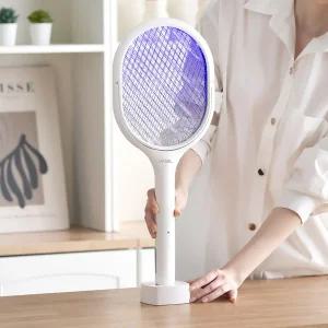 한일 LED 회전형 원버튼 시그니처 전기모기채 V2 크림화이트