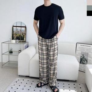 홈웨어 여 시원 정장 바지  남성 카고 체크 남자 (3wJVE)