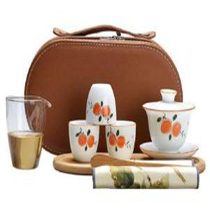 여행용 다도 다기잔 세트 쿵푸 차 휴대용 보관가방 세라믹 3인용 티포트 찻잔 홍차