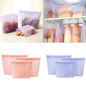 (3종세트) 실리콘지퍼백 수비드 스탠딩 다회용 실리콘 슬라이드 지퍼팩 