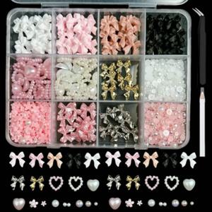 핑크 멀티 리본 파츠 팩 핀셋 스톤피커 세트