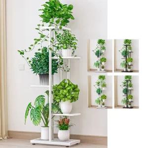키밍 철제 화분 정리대 5단 6단 베란다 거치대 진열대/스탠드 세트 우드선반 원목선반 다육 진열 진열
