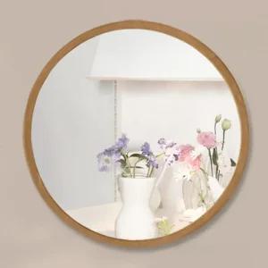 플로스 원목 슬림형 화장대 욕실 거울 벽걸이 원형 화장실 거울 볼록 아크릴