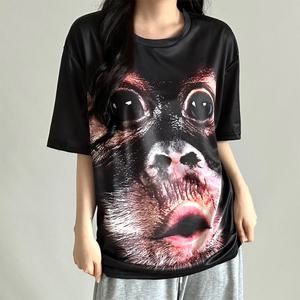 디아브 남녀공용 오랑우탄 티셔츠 홈웨어 파자마 바지 커플 수면 웃긴 잠옷 쓸데없는 선물