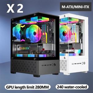 X2 컴퓨터 케이스 지원 측면 수냉 데스크탑 240 ITX ATX 미니 섀시 투명 씨뷰룸 쿨러