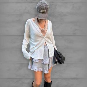 여성 여름 얇은 긴팔 브이넥 슬림핏 가디건