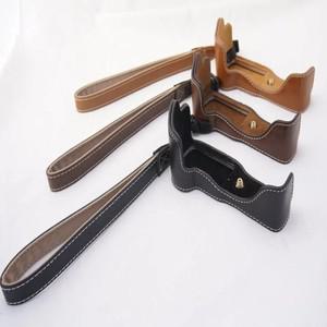 PU 가죽 카메라 하드 백 하프 바디 케이스 커버 캐논 EOS M3 하단 개방