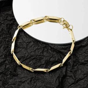 팔찌 18k 압축 금 도금 대나무육각 변색없는 고급 입체 남자 남성 패션 빅사이즈 할로우 주얼리