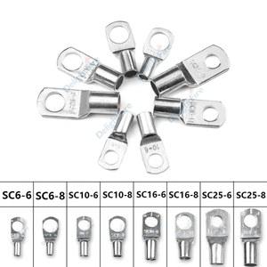 10 8 6mm 와이어 터미널 POWER LOGIC 링 러그 주석 도금 연결용 노즈 압착 커넥터 전기 케이블 4AWG 6 25mm2