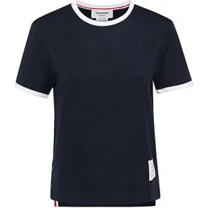 (당일) 25SS 톰 브라운 RWB 로고 네이비 여성 반팔 티셔츠 FJS075A 00042 415