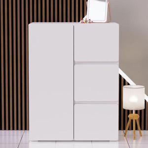 아트박스/벨리카가구 투미 와이드형 도어 서랍장 3단 화이트