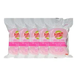 3M 삼중 양면 고운 수세미 5개 (9cm x 11.5cm) 설거지 거품 다목적용 SD-100