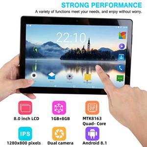 8인치 안드로이드 8.1 태블릿 PC LCD 용량성 터치스크린 MTK8163 쿼드 코어 CPU 듀얼 카메라 1GB RAM 8GB R