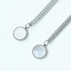 [벨가] 써지컬스틸 15mm 자개 코인 목걸이