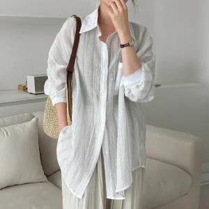 레아 부드러운 썸머 루즈핏 텐셀 스트라이프 셔츠 83231 빅사이즈 여성의류