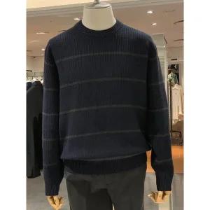 [킨록바이킨록앤더슨](광주신세계)킨록 24년 FW 스트라이프 네이비 라운드넥 니트 JIW46