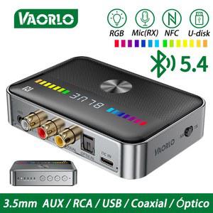 DAC NFC Bluetooth 5 3 수신기 송신기 디지털 아날로그 변환기 RGB 빛 USB 5MM AUX RCA 동축 광 오디오 어댑터