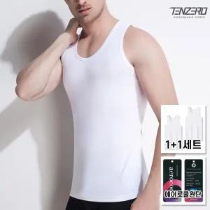 1+1세트 텐제로 남성 국내생산 에어로쿨 민소매 런닝 나시티셔츠 이너티 TNZ_JC016TS2