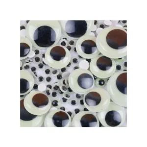 대용량 약1.5cm 야광 눈알 스티커 1봉 약1000개 접착 모형 입체 인형 눈알 미술